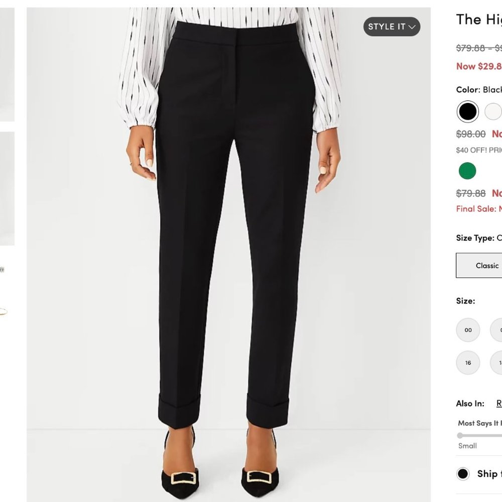 Ann Taylor High Rise Eva Ankle Pant - Curvy Fit